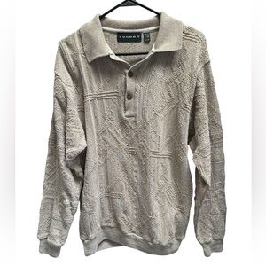 Vintage 90s Tundra Knit Cotton Blend, Collared Polo LS Sweater size M